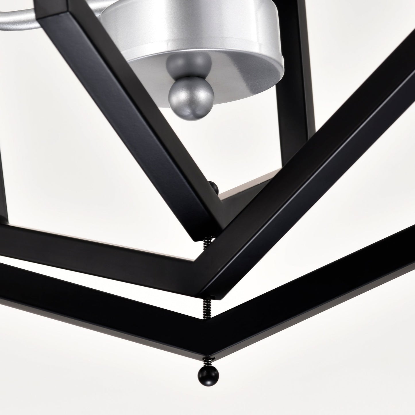 4-Light Kitchen Chandeliers, Matte Black And Sliver Vintage Rustic Cage Light Fixture
