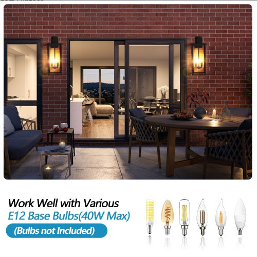 Modern Outdoor Wall Lanterns With Black Metal Frame And Clear Glass