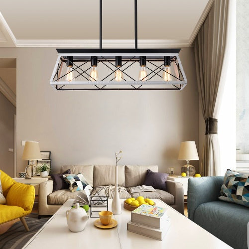 5 Lamps Farmhouse Chandelier Dining Room