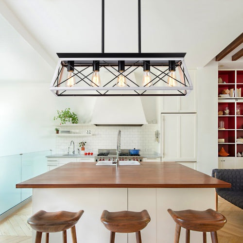 5 Lamps Farmhouse Chandelier Dining Room