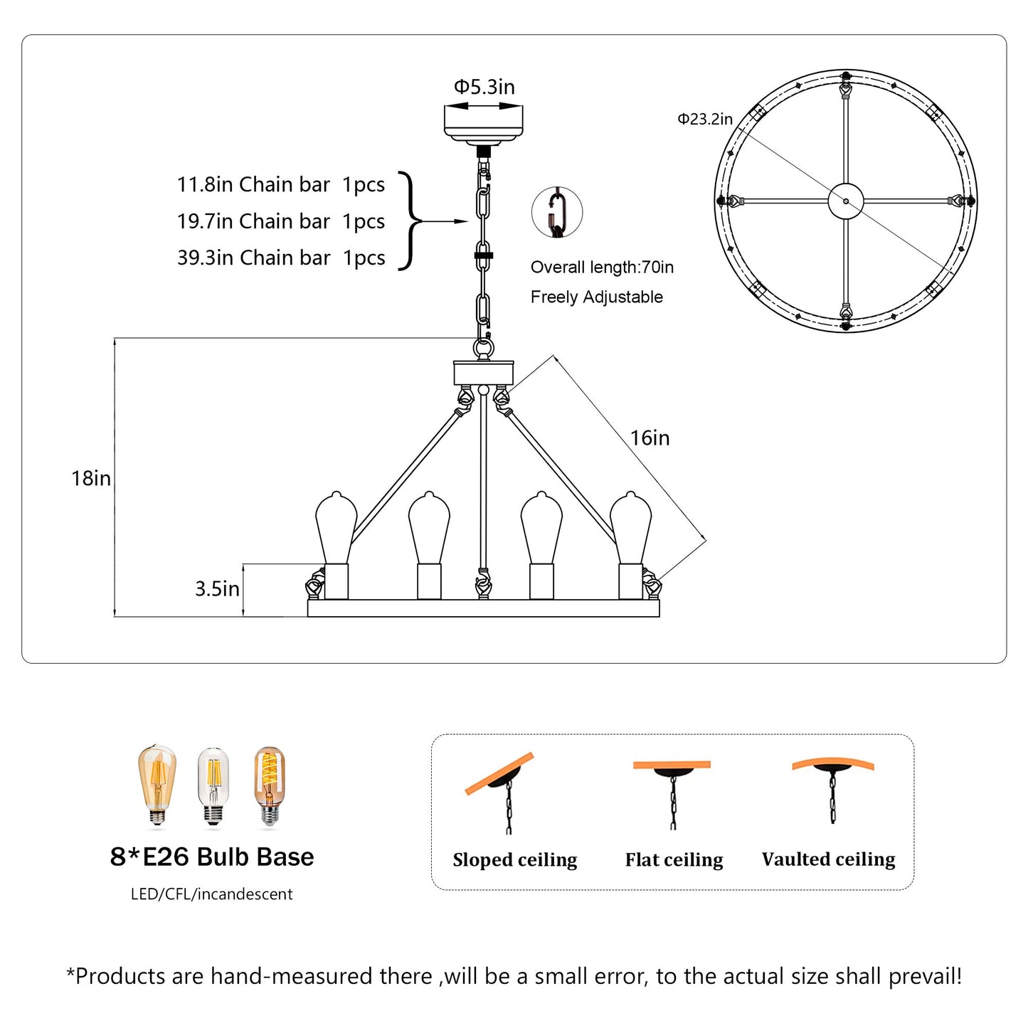 8-Light Matte Black Wagon Wheel Chandelier